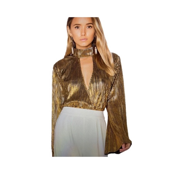House of Harlow 1960 x REVOLVE Gold Lynn Blouse - Picture 2 of 9
